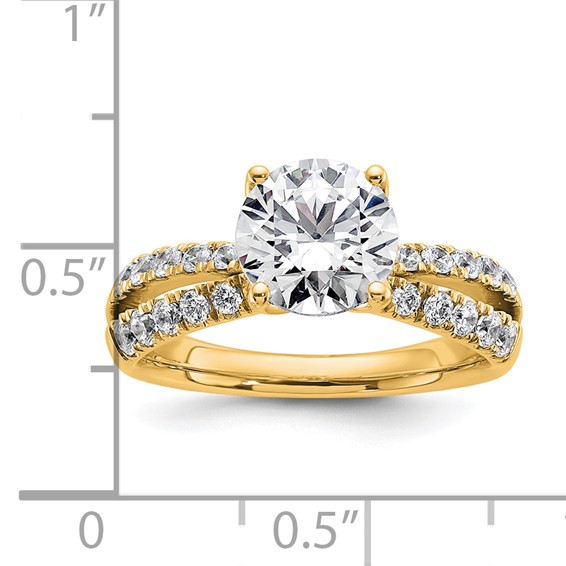 True Origin 14K Yellow Gold 2 5/8 carat Lab Grown Diamond VS+ F+ Complete Round Engagement Ring
