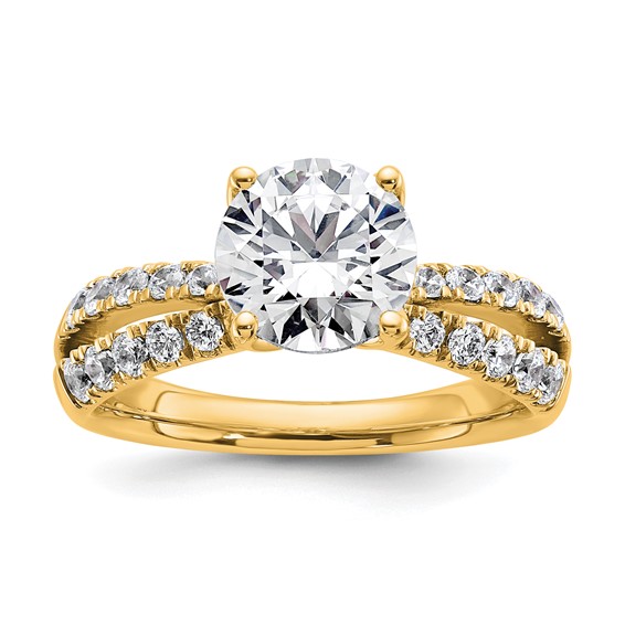 True Origin 14K Yellow Gold 2 5/8 carat Lab Grown Diamond VS+ F+ Complete Round Engagement Ring