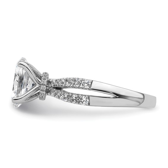 True Origin 14K White Gold 2 5/8 carat Lab Grown Diamond VS+ F+ Complete Oval Engagement Ring