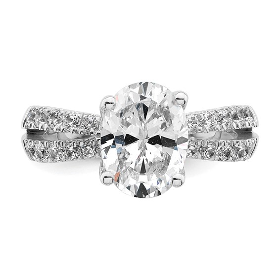 True Origin 14K White Gold 2 5/8 carat Lab Grown Diamond VS+ F+ Complete Oval Engagement Ring