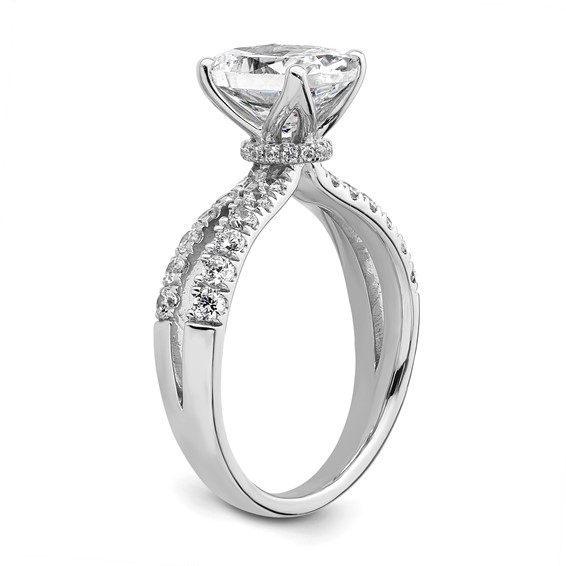 True Origin 14K White Gold 2 5/8 carat Lab Grown Diamond VS+ F+ Complete Oval Engagement Ring