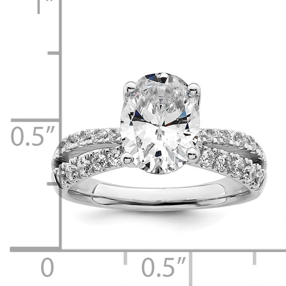 True Origin 14K White Gold 2 5/8 carat Lab Grown Diamond VS+ F+ Complete Oval Engagement Ring