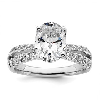 True Origin 14K White Gold 2 5/8 carat Lab Grown Diamond VS+ F+ Complete Oval Engagement Ring