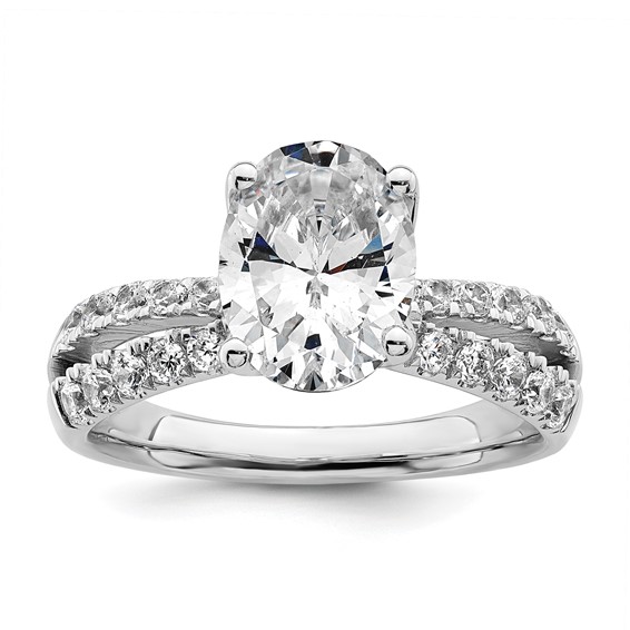 True Origin 14K White Gold 2 5/8 carat Lab Grown Diamond VS+ F+ Complete Oval Engagement Ring