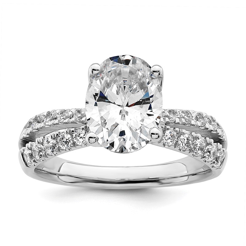 True Origin 14k White Gold 2 5/8 carat Oval Lab Grown Diamond VS DEF Oval Complete Engagement Ring