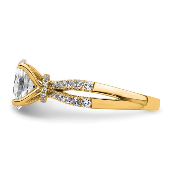 True Origin 14K Yellow Gold 2 5/8 carat Lab Grown Diamond VS+ F+ Complete Oval Engagement Ring