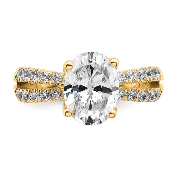 True Origin 14K Yellow Gold 2 5/8 carat Lab Grown Diamond VS+ F+ Complete Oval Engagement Ring