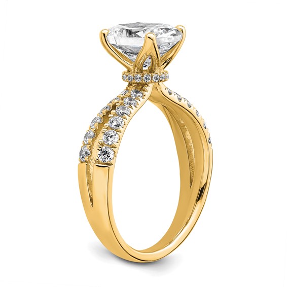 True Origin 14K Yellow Gold 2 5/8 carat Lab Grown Diamond VS+ F+ Complete Oval Engagement Ring