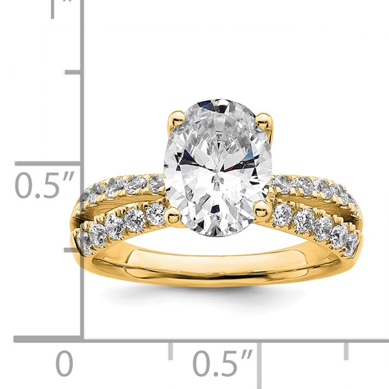 True Origin 14K Yellow Gold 2 5/8 carat Lab Grown Diamond VS+ F+ Complete Oval Engagement Ring