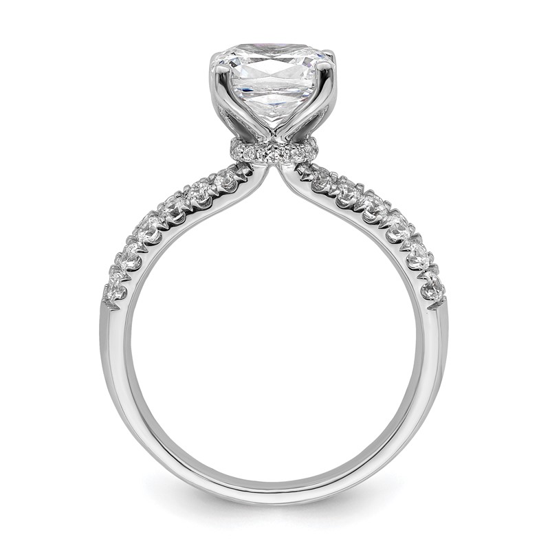 True Origin 14k White Gold 2 5/8 carat Cushion Lab Grown Diamond VS DEF Cushion Complete Engagement Ring