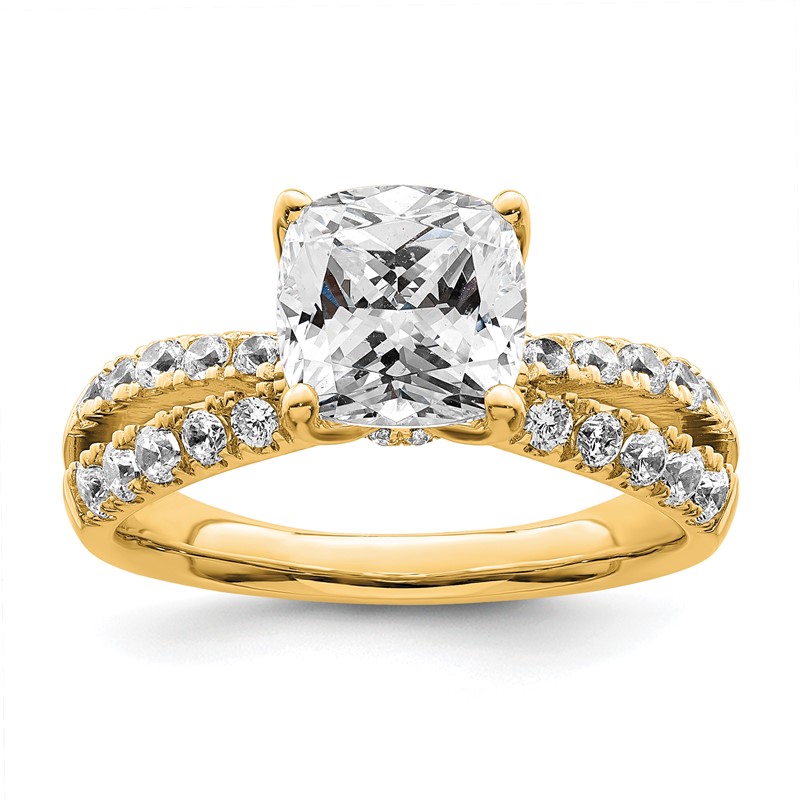 True Origin 14k 2 5/8 carat Cushion Lab Grown Diamond VS D E F Complete Engagement Ring