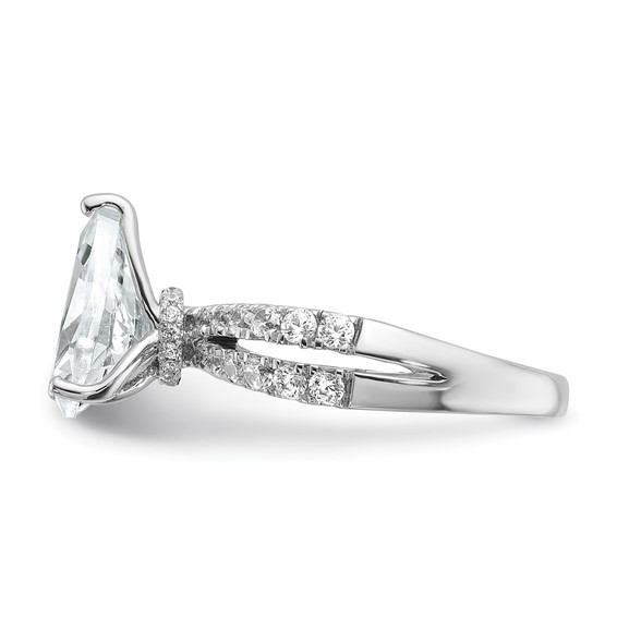 True Origin 14K White Gold 2 5/8 carat Lab Grown Diamond VS+ F+ Complete Pear Engagement Ring