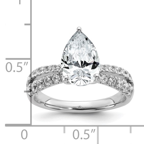True Origin 14K White Gold 2 5/8 carat Lab Grown Diamond VS+ F+ Complete Pear Engagement Ring
