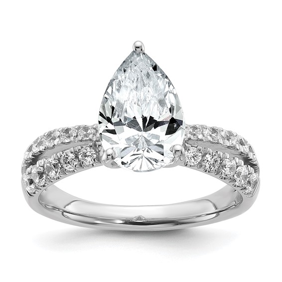 True Origin 14K White Gold 2 5/8 carat Lab Grown Diamond VS+ F+ Complete Pear Engagement Ring