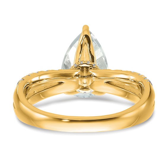 True Origin 14K Yellow Gold 2 5/8 carat Lab Grown Diamond VS+ F+ Complete Pear Engagement Ring