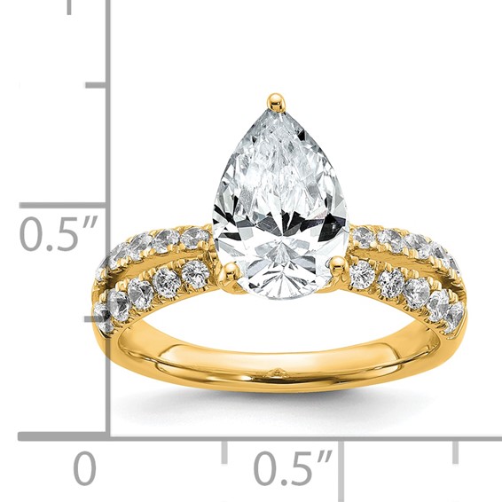 True Origin 14K Yellow Gold 2 5/8 carat Lab Grown Diamond VS+ F+ Complete Pear Engagement Ring