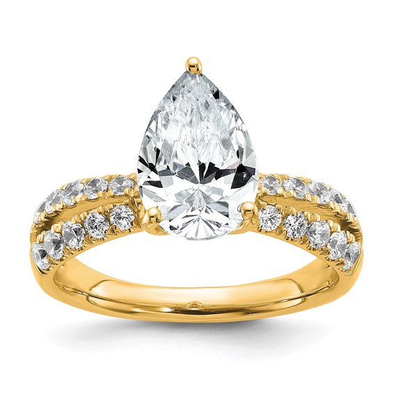 True Origin 14K Yellow Gold 2 5/8 carat Lab Grown Diamond VS+ F+ Complete Pear Engagement Ring