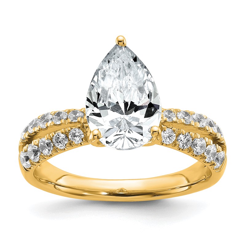 True Origin 14k 2 5/8 carat Pear Lab Grown Diamond VS D E F Complete Engagement Ring