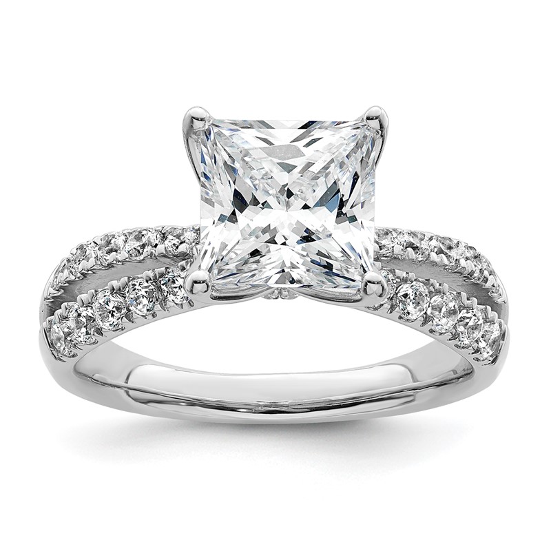 True Origin 14k White Gold 2 5/8 carat Princess Lab Grown Diamond VS DEF Princess Complete Engagement Ring