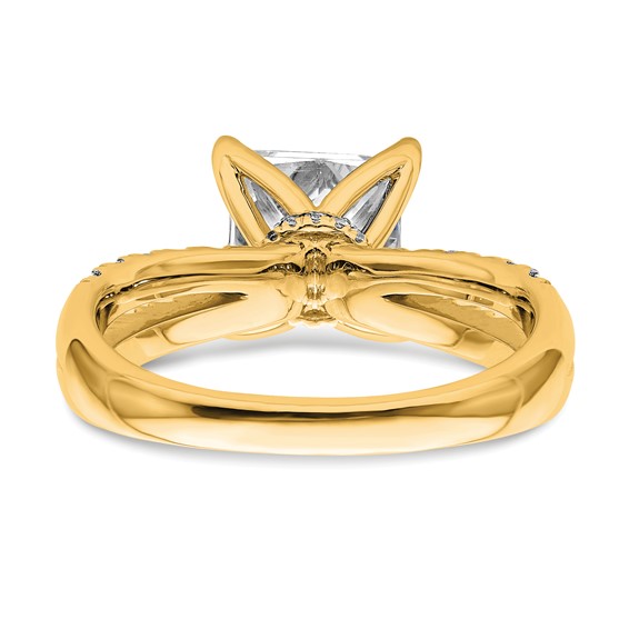 True Origin 14K Yellow Gold 2 5/8 carat Lab Grown Diamond VS+ F+ Complete Princess Engagement Ring