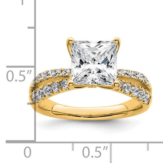 True Origin 14K Yellow Gold 2 5/8 carat Lab Grown Diamond VS+ F+ Complete Princess Engagement Ring