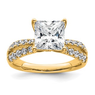 True Origin 14K Yellow Gold 2 5/8 carat Lab Grown Diamond VS+ F+ Complete Princess Engagement Ring