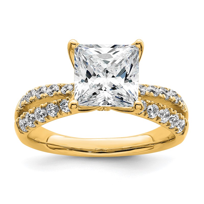 True Origin 14k 2 5/8 carat Princess Lab Grown Diamond VS D E F Complete Engagement Ring