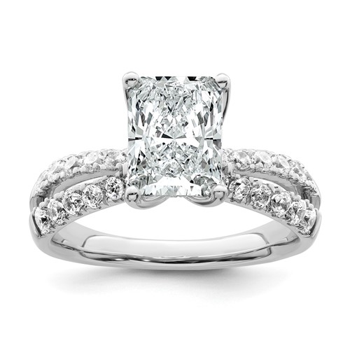True Origin 14K White Gold 2.62 Carat Lab Grown Diamond VS+ F+ Complete Radiant Engagement Ring