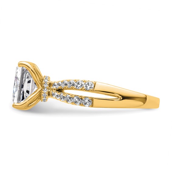 True Origin 14K Yellow Gold 2 5/8 carat Lab Grown Diamond VS+ F+ Complete Radiant Engagement Ring