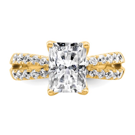 True Origin 14K Yellow Gold 2 5/8 carat Lab Grown Diamond VS+ F+ Complete Radiant Engagement Ring