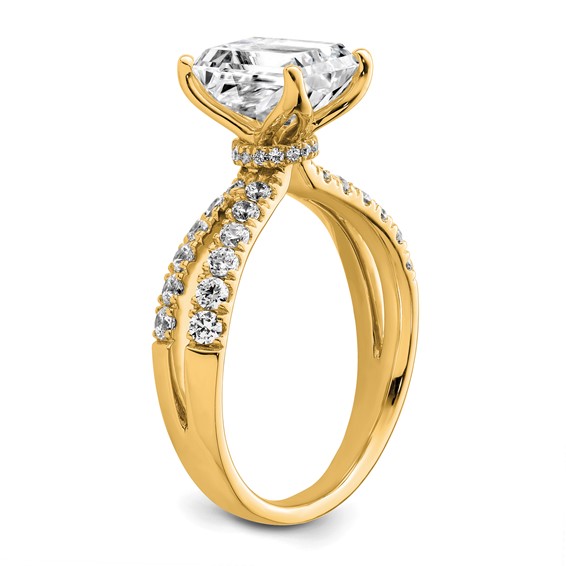 True Origin 14K Yellow Gold 2 5/8 carat Lab Grown Diamond VS+ F+ Complete Radiant Engagement Ring
