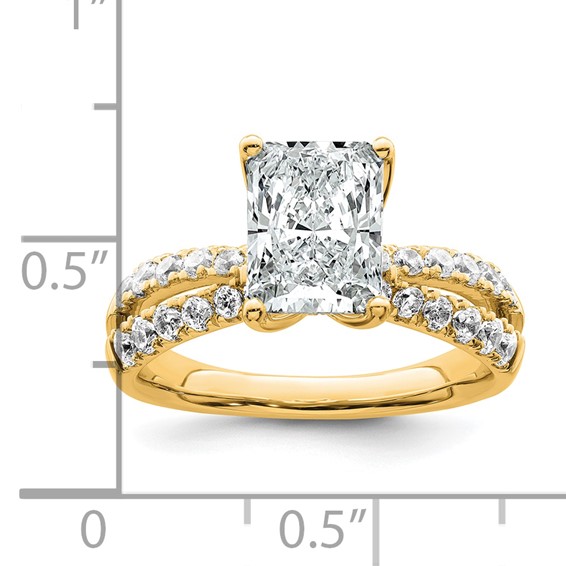 True Origin 14K Yellow Gold 2 5/8 carat Lab Grown Diamond VS+ F+ Complete Radiant Engagement Ring