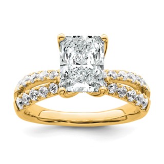 True Origin 14K Yellow Gold 2 5/8 carat Lab Grown Diamond VS+ F+ Complete Radiant Engagement Ring