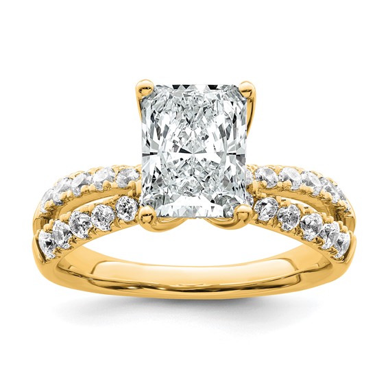 True Origin 14K Yellow Gold 2 5/8 carat Lab Grown Diamond VS+ F+ Complete Radiant Engagement Ring