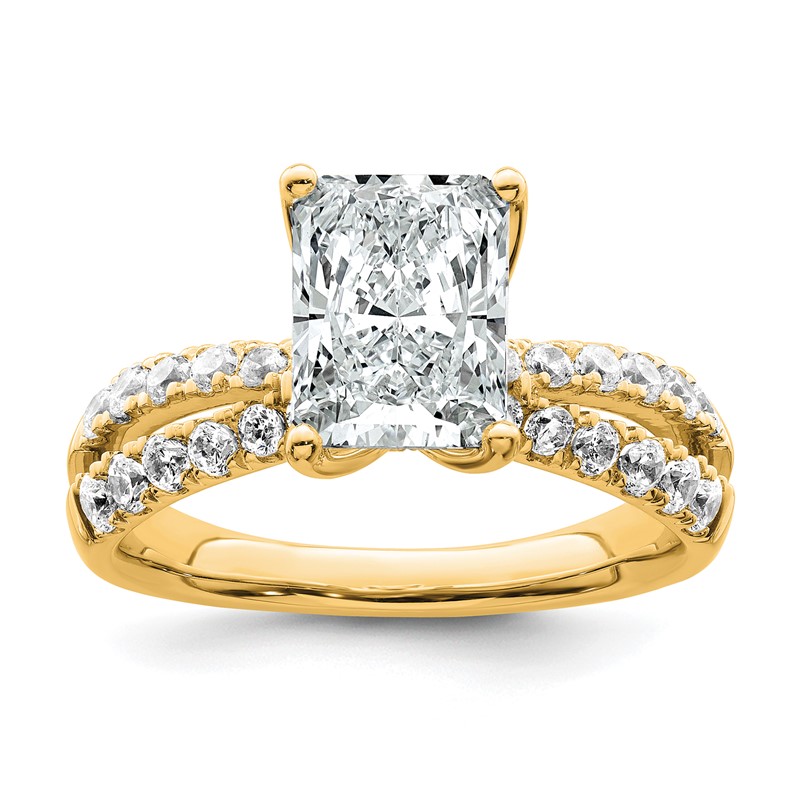 True Origin 14k 2 5/8 carat Radiant Lab Grown Diamond VS D E F Complete Engagement Ring