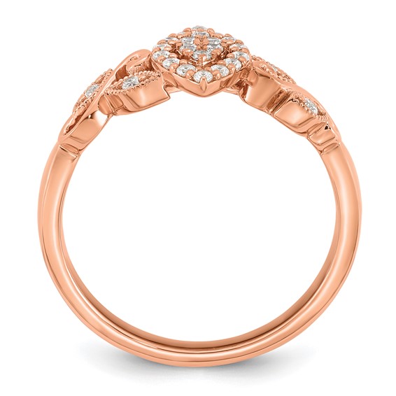 14k Rose Gold Complete Diamond Cluster Marquise Engagement Ring