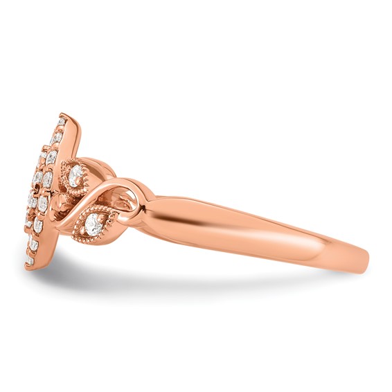 14k Rose Gold Complete Diamond Cluster Marquise Engagement Ring