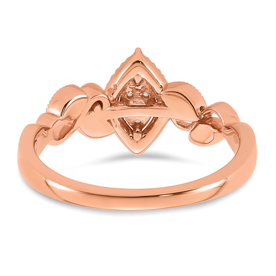 14k Rose Gold Complete Diamond Cluster Marquise Engagement Ring