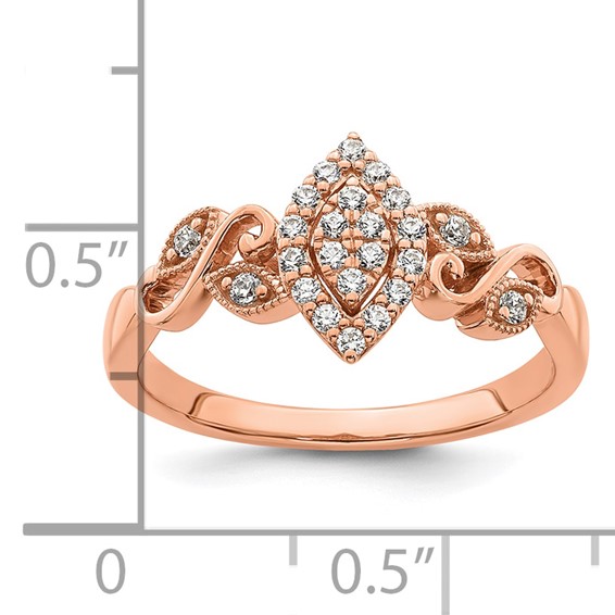 14k Rose Gold Complete Diamond Cluster Marquise Engagement Ring