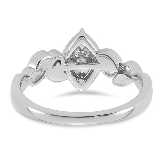 14k White Gold Complete Diamond Cluster Marquise Engagement Ring