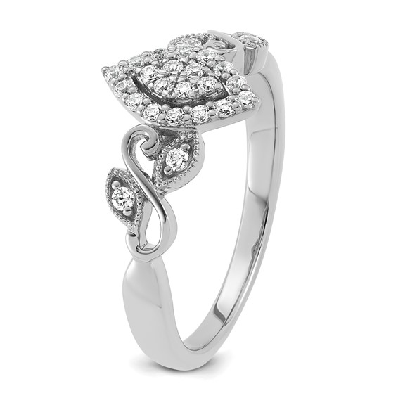 14k White Gold Complete Diamond Cluster Marquise Engagement Ring