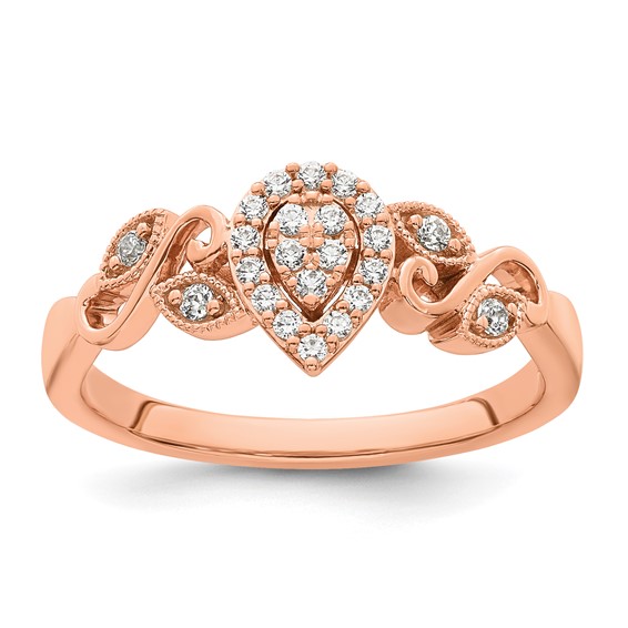 14k Rose Gold Complete Diamond Cluster Teardrop Engagement Ring