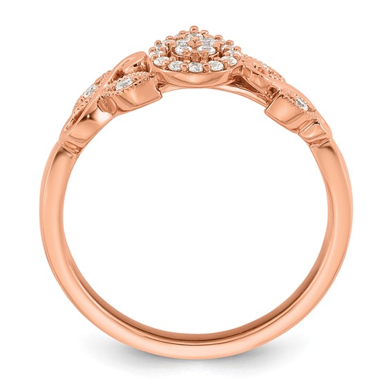 14k Rose Gold Complete Diamond Cluster Teardrop Engagement Ring