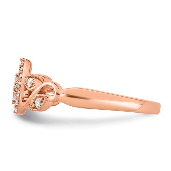 14k Rose Gold Complete Diamond Cluster Teardrop Engagement Ring