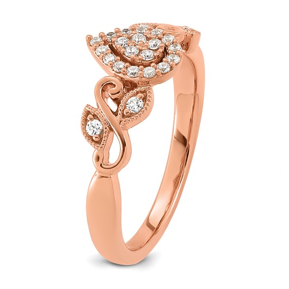 14k Rose Gold Complete Diamond Cluster Teardrop Engagement Ring