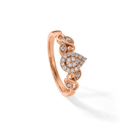 14k Rose Gold Complete Diamond Cluster Teardrop Engagement Ring