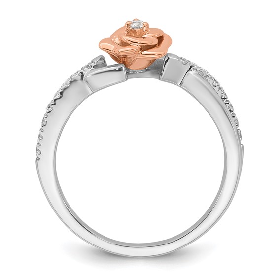14k Two-tone Complete Diamond Bypass Rose Promise Ring