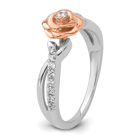 14k Two-tone Complete Diamond Bypass Rose Promise Ring