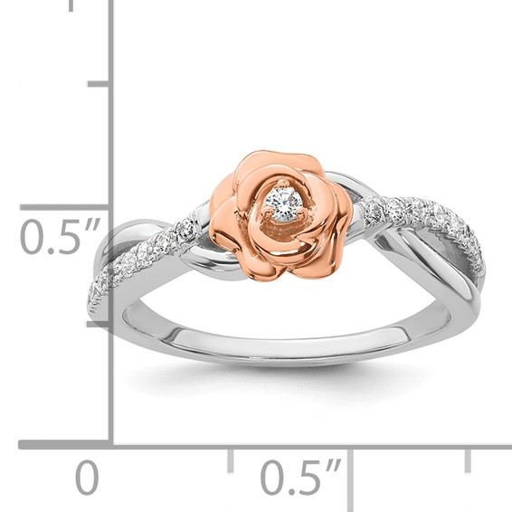 14k Two-tone Complete Diamond Bypass Rose Promise Ring