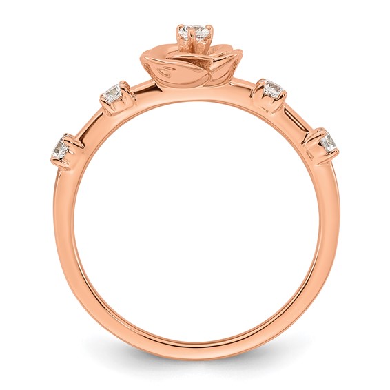 14K Rose Gold Complete Diamond Rose Promise Ring